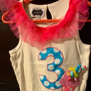 Mud pie toddler girl’s 3 year old birthday tank top with tulle